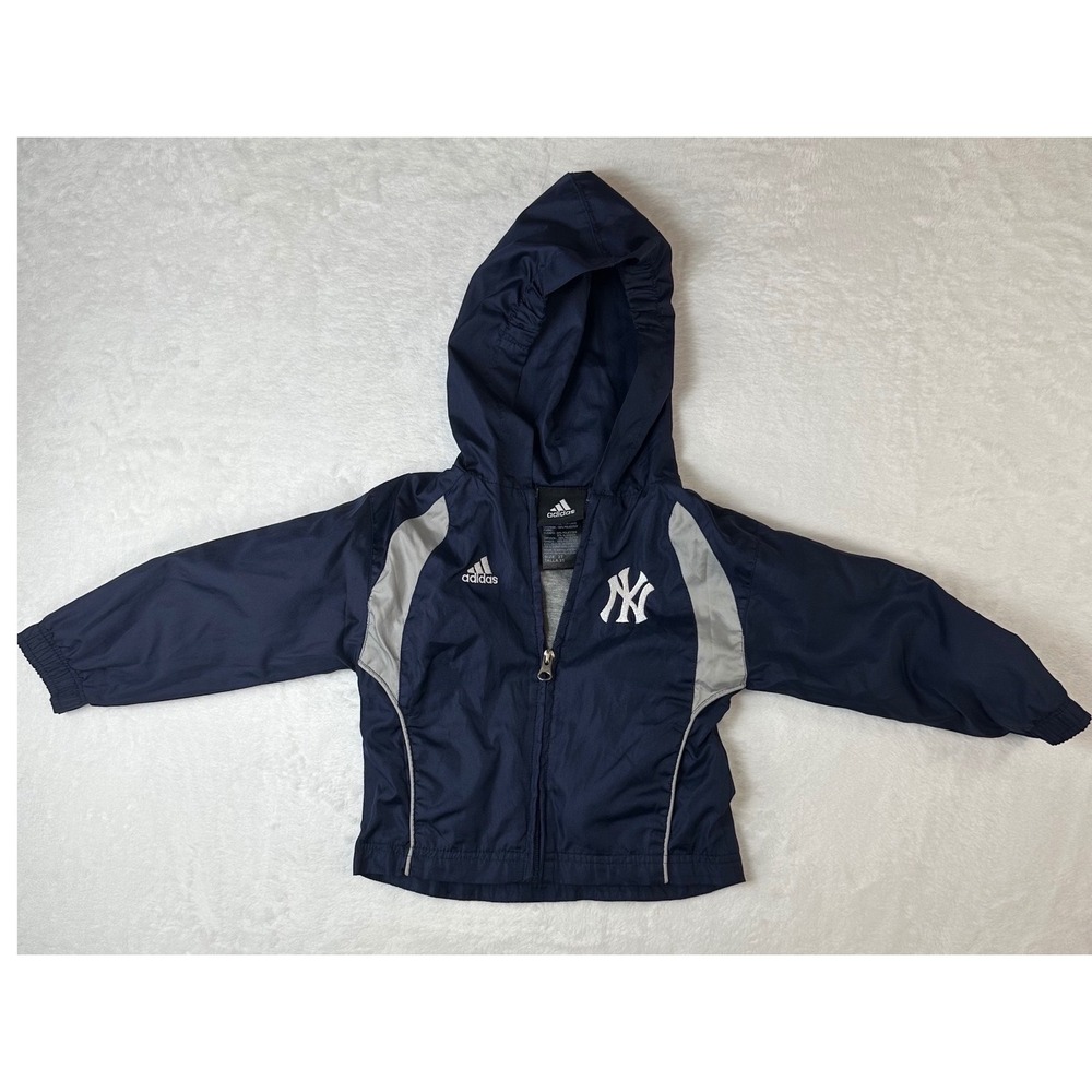 Adidas New York Yankees Toddler Navy Blue Full Zip Hooded Windbreaker Jacket 3T
